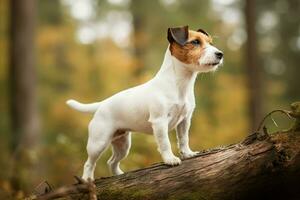 Jack russell terrier forest. Generate Ai photo