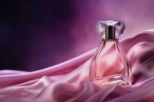 Violet perfume bottle glass fashion. Generate Ai photo