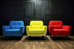 Colorful sofa seat modern. Generate Ai photo