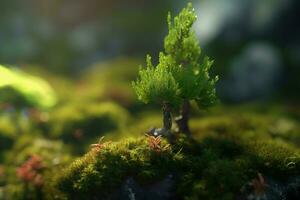 Green plant moss. Generate Ai photo