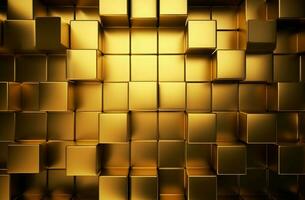 Abstract geometric golden blocks wall. Generate Ai photo