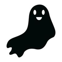 Black Ghost Vector Icon - Simple and Spooky Ghostly Illustration