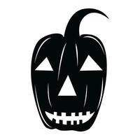 Black Creepy Pumpkin Vector Icon - Spooky and Sinister Jack-o'-Lantern Illustration