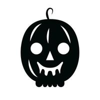 Black Creepy Pumpkin Vector Icon - Spooky and Sinister Jack-o'-Lantern Illustration