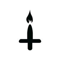 Black Halloween Candle Vector Icon - Spooky and Decorative Candle Illustration