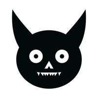 Black Creepy Cat Face Vector Icon - Spooky Feline Illustration