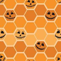 Abstract Orange Halloween Pattern with Creepy Faces - Spooky and Stylish Holiday Design vector
