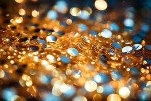 Sequin fabric glittering under light captured in a detailed macro shot photo