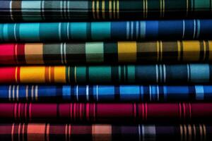 Vivid display of tartan plaid patterns in various color schemes photo