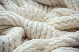 Natural light enhancing the elaborate texture of soft knitted wool photo