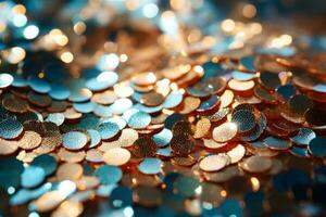 Sequin fabric glittering under light captured in a detailed macro shot photo