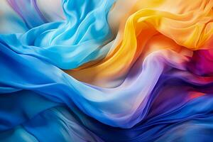 Macro photography emphasizing the vivid swirls in tie dye textile patterns photo