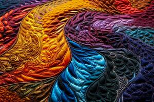 Extreme close ups capturing the intricate patterns of textural quilting on textiles photo