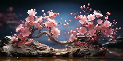 AI Generated. AI Generative. Asian Japanese flower plant sakura cherry blossom little tree decoration. Graphic Art photo