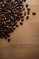 Coffee beans on a table background AI Generated photo