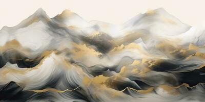 AI Generated. AI Generative. Watercolor drawing painting mountains landscape background. Outdoor nature adventure travel hiking trekking inspiration. Graphic Art photo