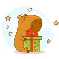 happy capybara in with gift png