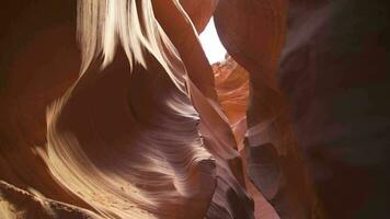 Antelope Canyon for Background - Impressive Rock Formations in Page Arizona Creating Labyrinth, Abstract Pattern Sandstone Walls and Beams of Sunlight video