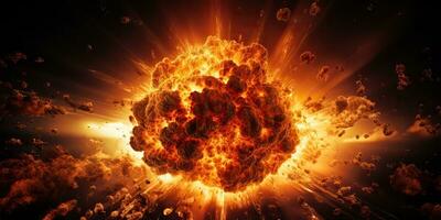 AI Generated. AI Generative. Nuclear atomic explosion boom mushroom fire flame smoke apocalypse detonation. Graphic Art photo