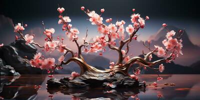 ai generado. ai generativo. asiático japonés flor planta sakura Cereza florecer pequeño árbol decoración. gráfico Arte foto