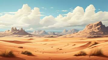 Mysterious desert landscape with sand dunes photo