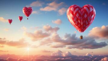 en forma de corazon caliente aire globos en el cielo foto