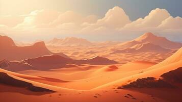 Mysterious desert landscape with sand dunes photo