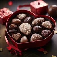 Close-up of a heart-shaped box of chocolates photo