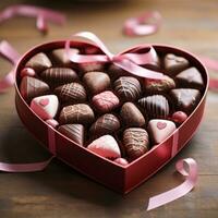 Close-up of a heart-shaped box of chocolates photo