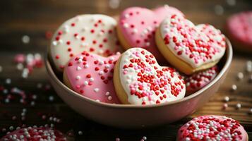 Valentine's Day-themed cookies with sprinkles photo