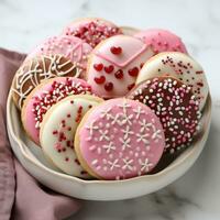 Valentine's Day-themed cookies with sprinkles photo