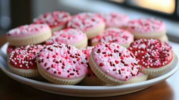 Valentine's Day-themed cookies with sprinkles photo