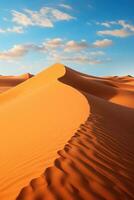 Mysterious desert landscape with sand dunes photo