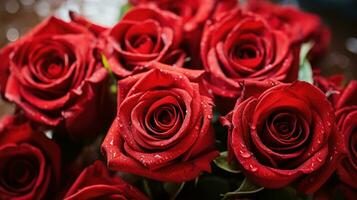 Close-up of a bouquet of red roses photo