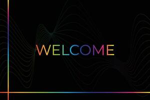 Glowing gradient welcome greeting word on abstract wavy blue background vector