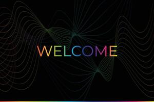 Glowing gradient welcome greeting word on abstract wavy blue background vector