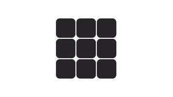 Cubes appearing and disappearing black and white loading animation. Rubik cube pieces outline 2D cartoon preloader, flat ui element 4K video loader motion graphic. Waiting animated indicator gif