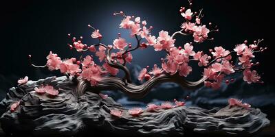 AI Generated. AI Generative. Asian Japanese flower plant sakura cherry blossom little tree decoration. Graphic Art photo