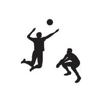 jugando vóleibol logo icono diseño vector ilustración