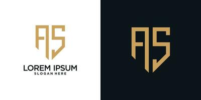 Monogram logo design initial letter a combined with shield element and creative concept vector