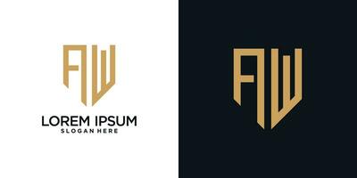 Monogram logo design initial letter a combined with shield element and creative concept vector