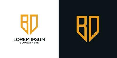 Monogram logo design initial letter b combined with shield element and creative concept vector