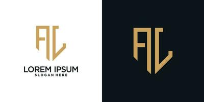 Monogram logo design initial letter a combined with shield element and creative concept vector