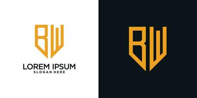 Monogram logo design initial letter b combined with shield element and creative concept vector