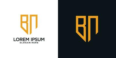 Monogram logo design initial letter b combined with shield element and creative concept vector