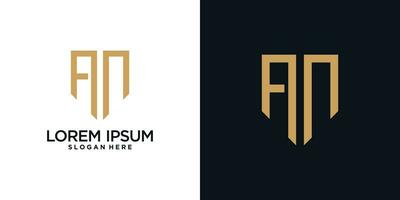 Monogram logo design initial letter a combined with shield element and creative concept vector