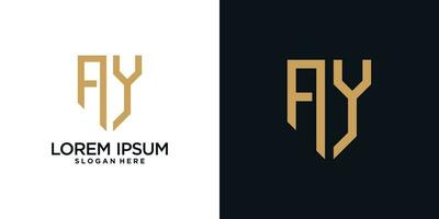 Monogram logo design initial letter a combined with shield element and creative concept vector
