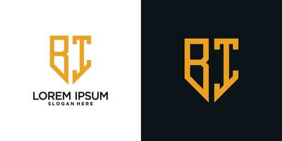 Monogram logo design initial letter b combined with shield element and creative concept vector