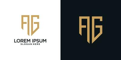 Monogram logo design initial letter a combined with shield element and creative concept vector