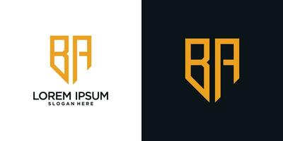 Monogram logo design initial letter b combined with shield element and creative concept vector